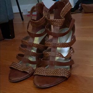 brown strappy wedges